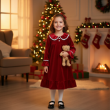 Luxury Velvet Christmas Red Pajamas & Robes for Kids Toddlers