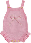 Bow Sleeveless Knitted Romper 