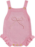 Bow Sleeveless Knitted Romper 