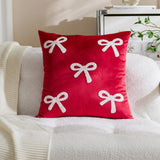 Velvet Bow Cushion Cover – Luxury Decorative St Valentines Pillow for Cozy Modern Homes