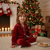 Luxury Velvet Christmas Red Pajamas & Robes for Kids Toddlers