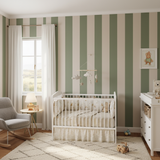 Portofino Stripes Green Nursery Wallpaper - Cozy Nursery