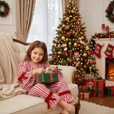 Luxury Classic Red & White Striped Christmas Pajamas for Kids