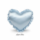 Heart-Shaped Satin Pillow with Ruffles – Romantic Decorative Cushion (40×35Cm)