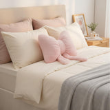 Plush Bow Pillow for Glam, Girly Bedrooms Pink White Black Bow Cushion