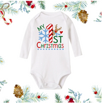 Newborn Baby White Long Sleeve Romper for Christmas