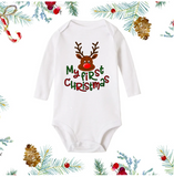 Newborn Baby White Long Sleeve Romper for Christmas