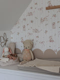 Pink Rabbits & Bows on Stripes Wallpaper 