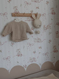 Pink Rabbits & Bows on Stripes Wallpaper 