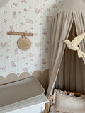 Pink Rabbits & Bows on Stripes Wallpaper 