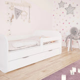 White Bed With Mattress And Slats