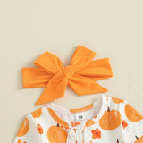 Baby Girls Halloween Pumpkin Footed Romper