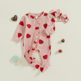 Baby Girls Strawberry Footies Romper