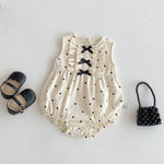 Polka Dot Ruffled Sleeveless Baby Romper 