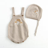 Mushroom Embroidery Baby Jumpsuit Cardigan Set