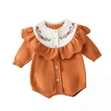 Baby Girl Orange Knitted Romper 