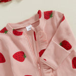Baby Girls Strawberry Footies Romper