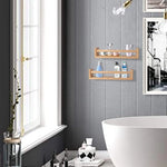 2Pcs Bookshelf Natural Wood Floating Wall Bookshelf