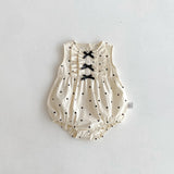 Polka Dot Ruffled Sleeveless Baby Romper 