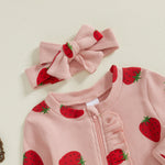 Baby Girls Strawberry Footies Romper