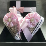 Bling Baby Sneakers – Pink Satin & Rhinestone Crib Shoe