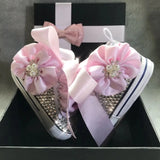 Bling Baby Sneakers – Pink Satin & Rhinestone Crib Shoe