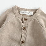 Mushroom Embroidery Baby Jumpsuit Cardigan Set