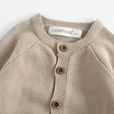 Mushroom Embroidery Baby Jumpsuit Cardigan Set