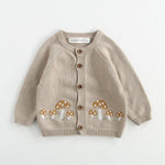 Mushroom Embroidery Baby Jumpsuit Cardigan Set