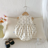 Polka Dot Ruffled Sleeveless Baby Romper 
