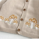 Mushroom Embroidery Baby Jumpsuit Cardigan Set