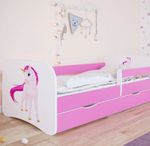 Pink Unicorn Bed with Mattress and Slats