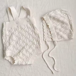 Baby Knit Romper and Bonnet Set