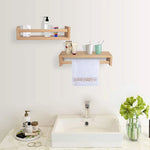 2Pcs Bookshelf Natural Wood Floating Wall Bookshelf