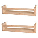 2Pcs Bookshelf Natural Wood Floating Wall Bookshelf