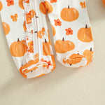 Baby Girls Halloween Pumpkin Footed Romper