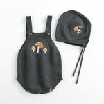 Mushroom Embroidery Baby Jumpsuit Cardigan Set