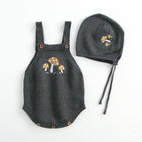 Mushroom Embroidery Baby Jumpsuit Cardigan Set