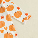 Baby Girls Halloween Pumpkin Footed Romper