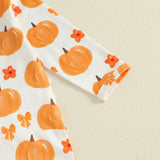 Baby Girls Halloween Pumpkin Footed Romper