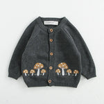 Mushroom Embroidery Baby Jumpsuit Cardigan Set