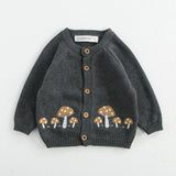 Mushroom Embroidery Baby Jumpsuit Cardigan Set