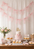Pink Bow Garland Baby Shower Decor, Nursery Wall Decor for Baby Girl, Coquette Bow Decoration, Girly Room Decor