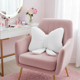 Plush Bow Pillow for Glam, Girly Bedrooms Pink White Black Bow Cushion