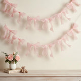 Pink Bow Garland Baby Shower Decor, Nursery Wall Decor for Baby Girl, Coquette Bow Decoration, Girly Room Decor