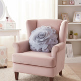Large 3D Organza Rose Pillow with Core: Glam Floral Cushion, 53Cm