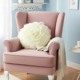 Large 3D Organza Rose Pillow with Core: Glam Floral Cushion, 53Cm