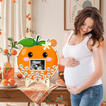 A Little Cutie Is on the Way Baby Shower Guest Book Set, 64 Pieces, Little Cutie Baby Shower Decorations with Wood Photo Sonogram Frame Keepsake 60 Wood Orange Chips Pen Standing Sign Synopsis