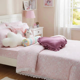 Heart-Shaped Satin Pillow with Ruffles – Romantic Decorative Cushion (40×35Cm)