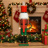 Christmas Nutcracker 38 Cm Classic Tartan Nutcracker with Wreath Hand-Painted Wooden Christmas Decor